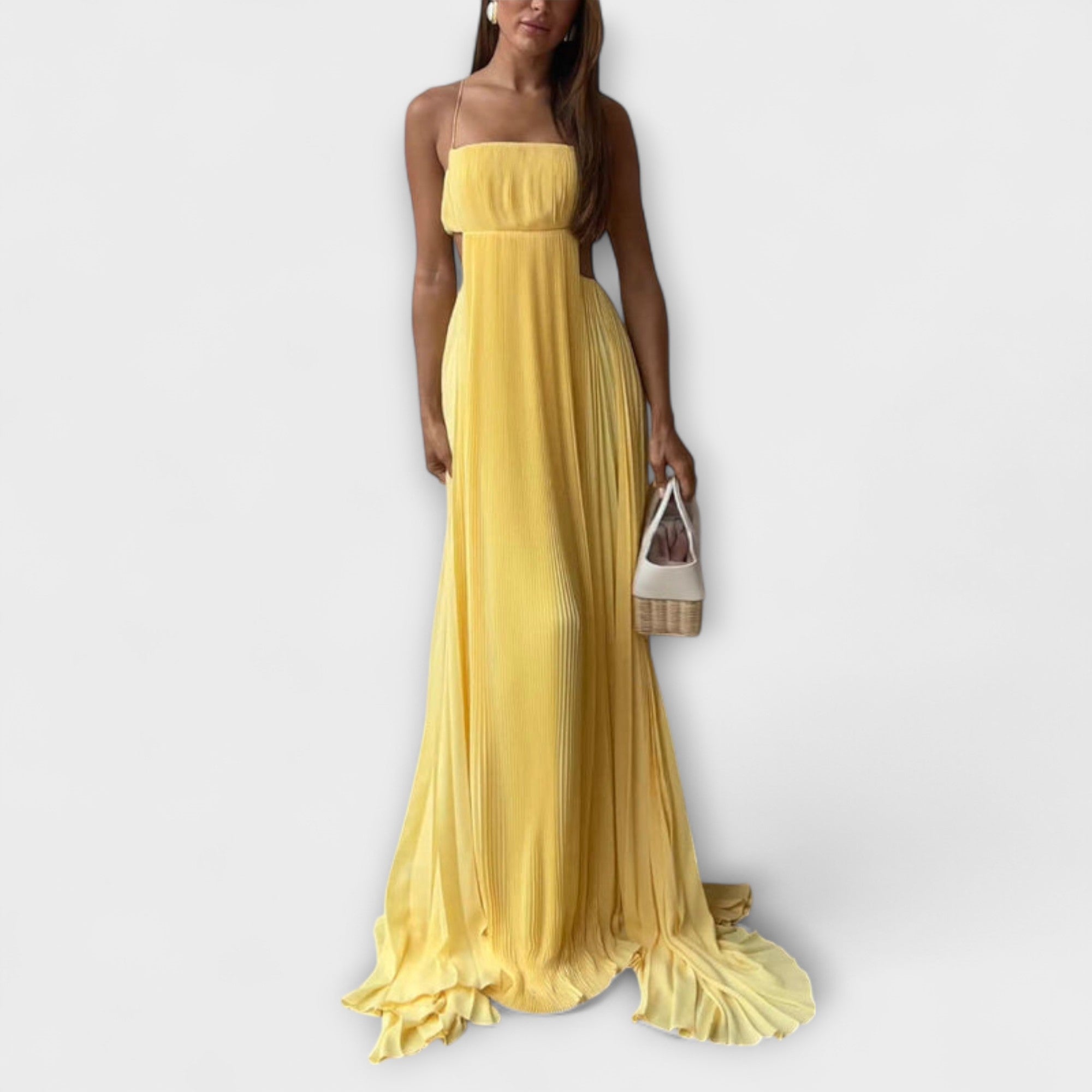 Mireille - Stylish Maxi Dress with Pleats and Cutouts