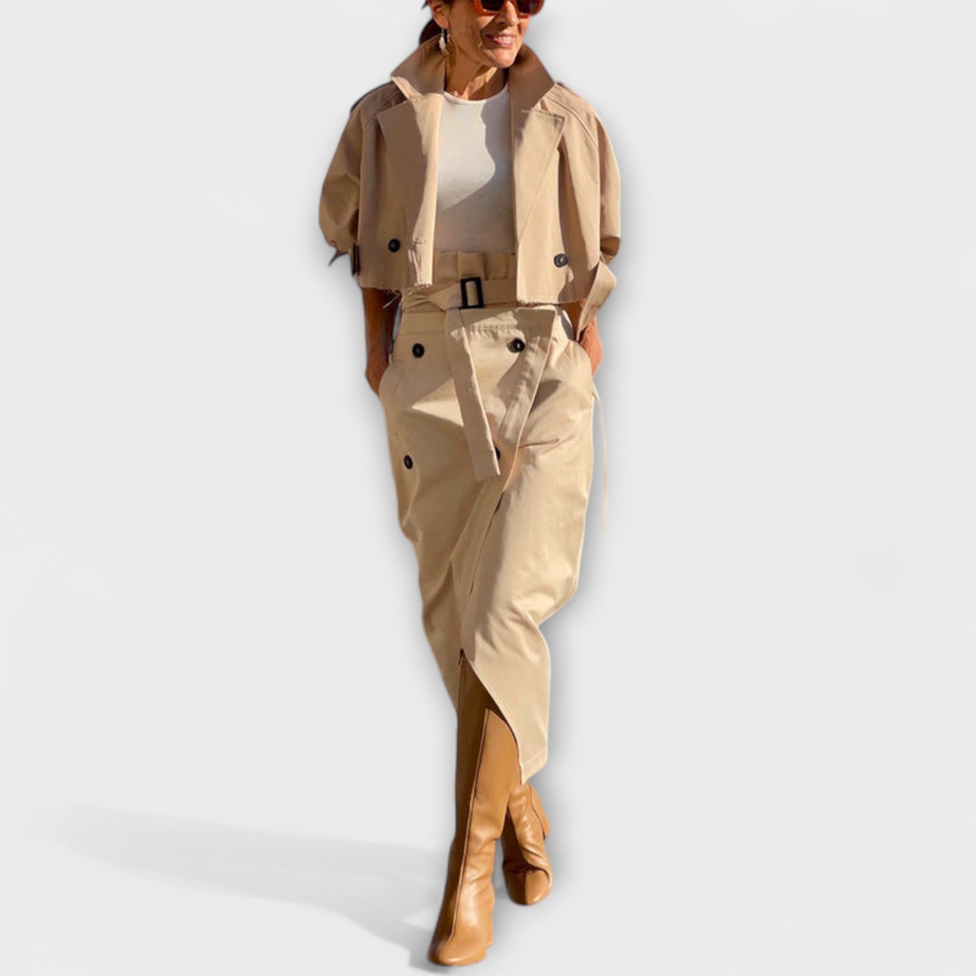 Lyra - Elegant Jacket Midi Skirt with Pockets