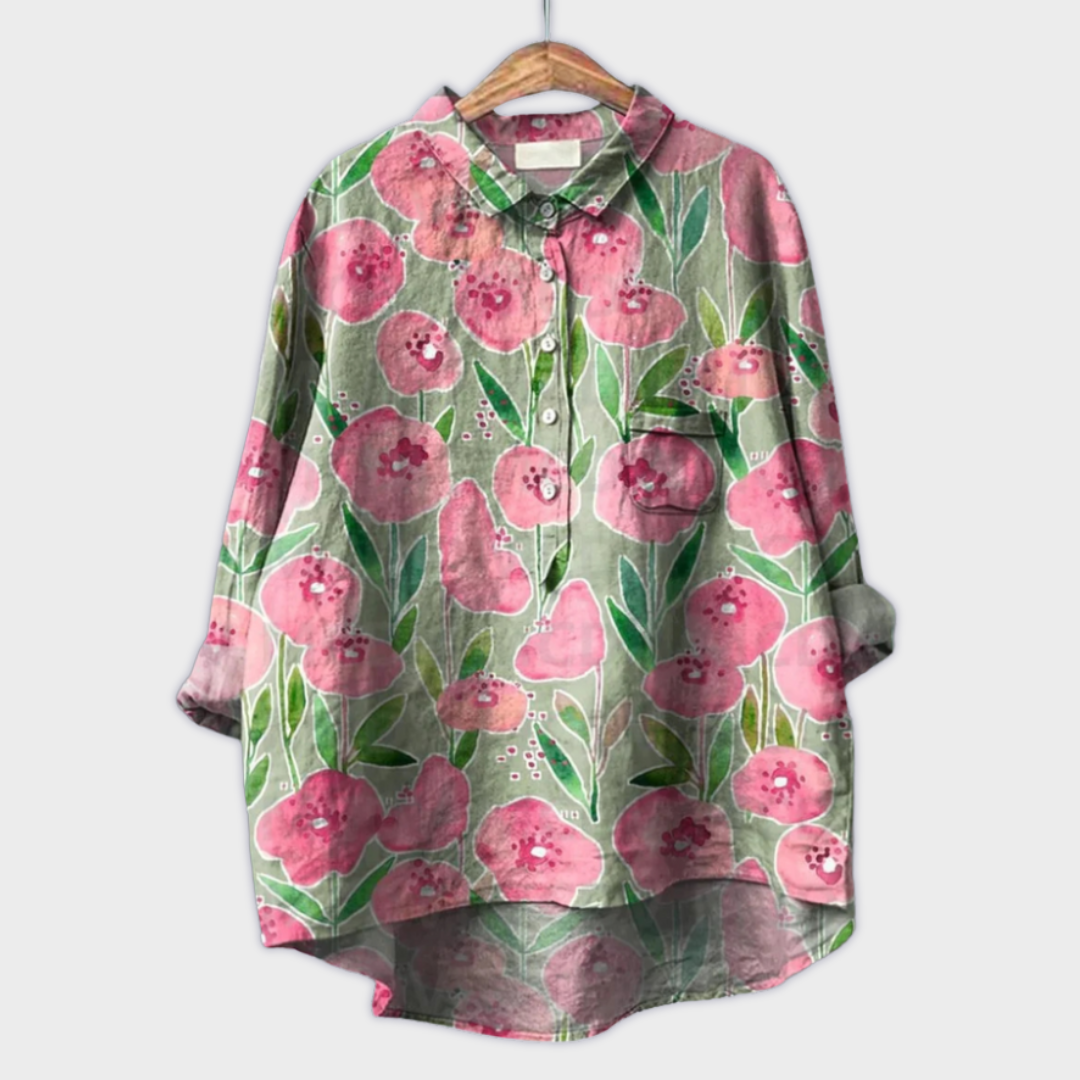 Magdalena - Handmade Women's Blouse with Floral Pattern
