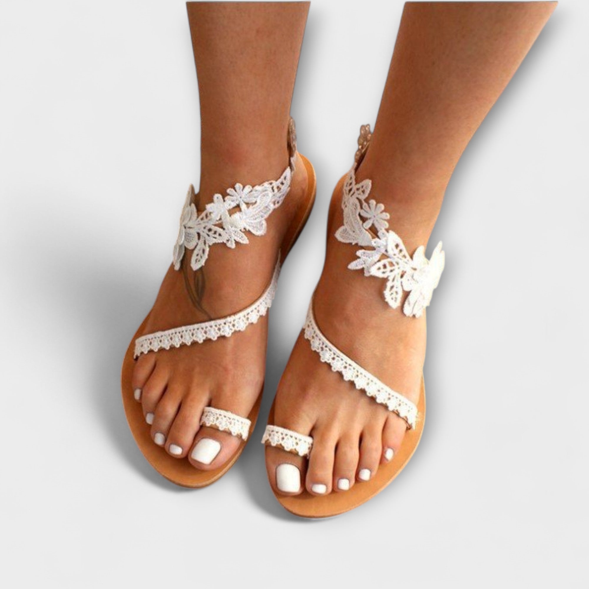 Boho - Comfortable Sandals with Flowers & Ankle Strap