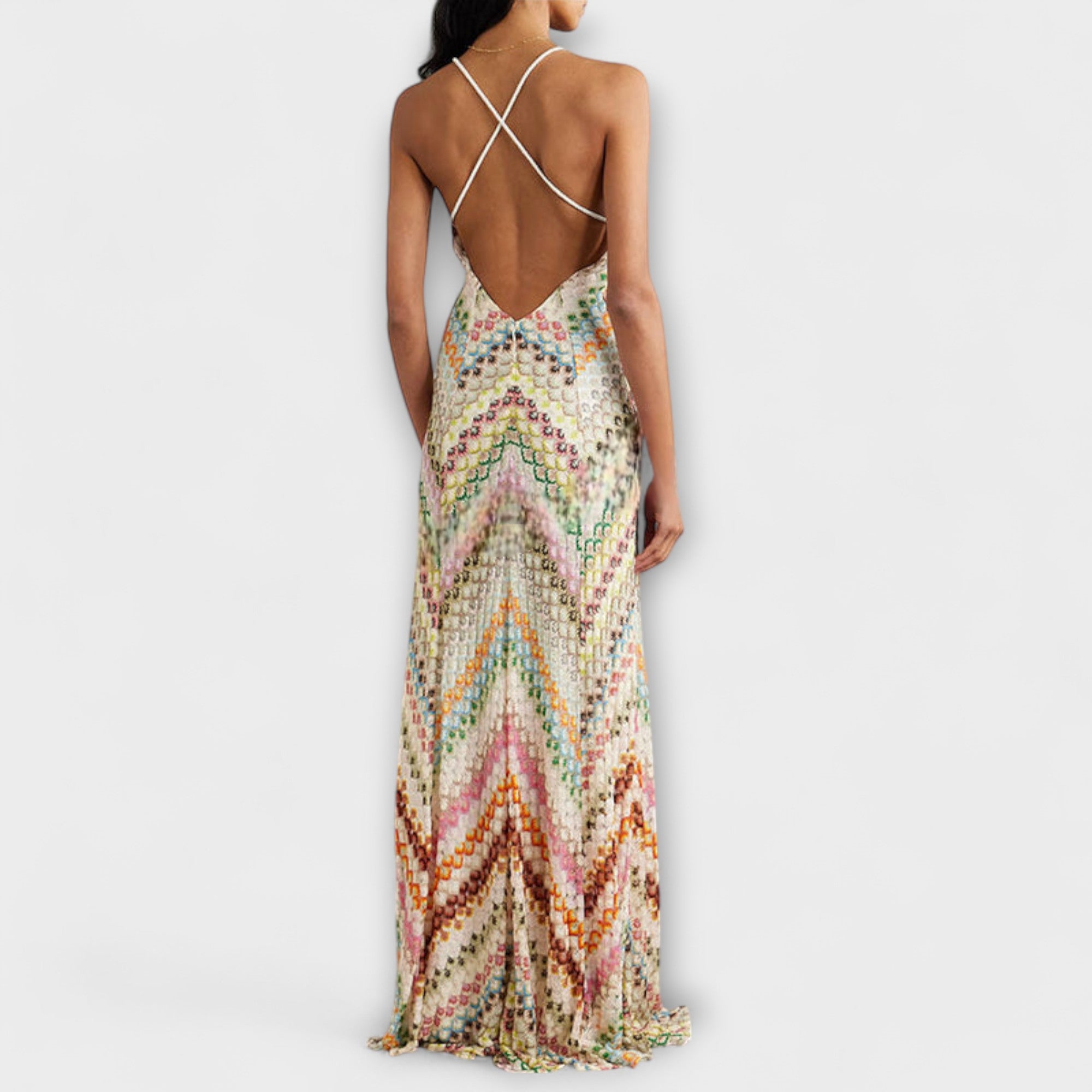 Remi - Missoni Colorful Houndstooth Pattern Maxi Dress