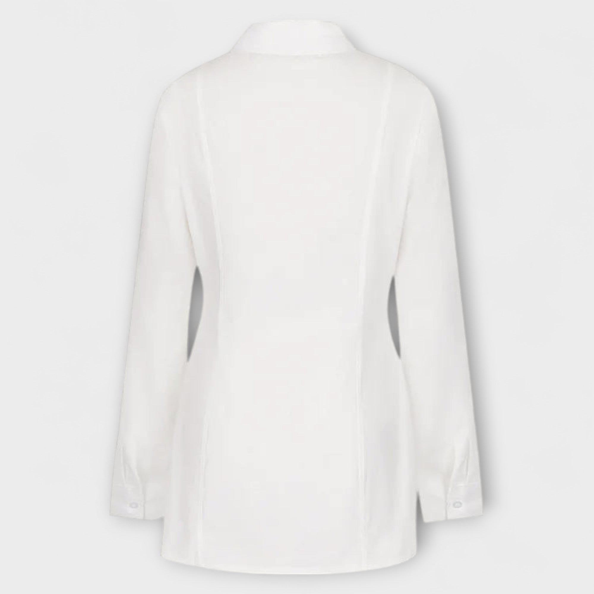 Indie - White Long-Sleeve Pleated Shirt Dress