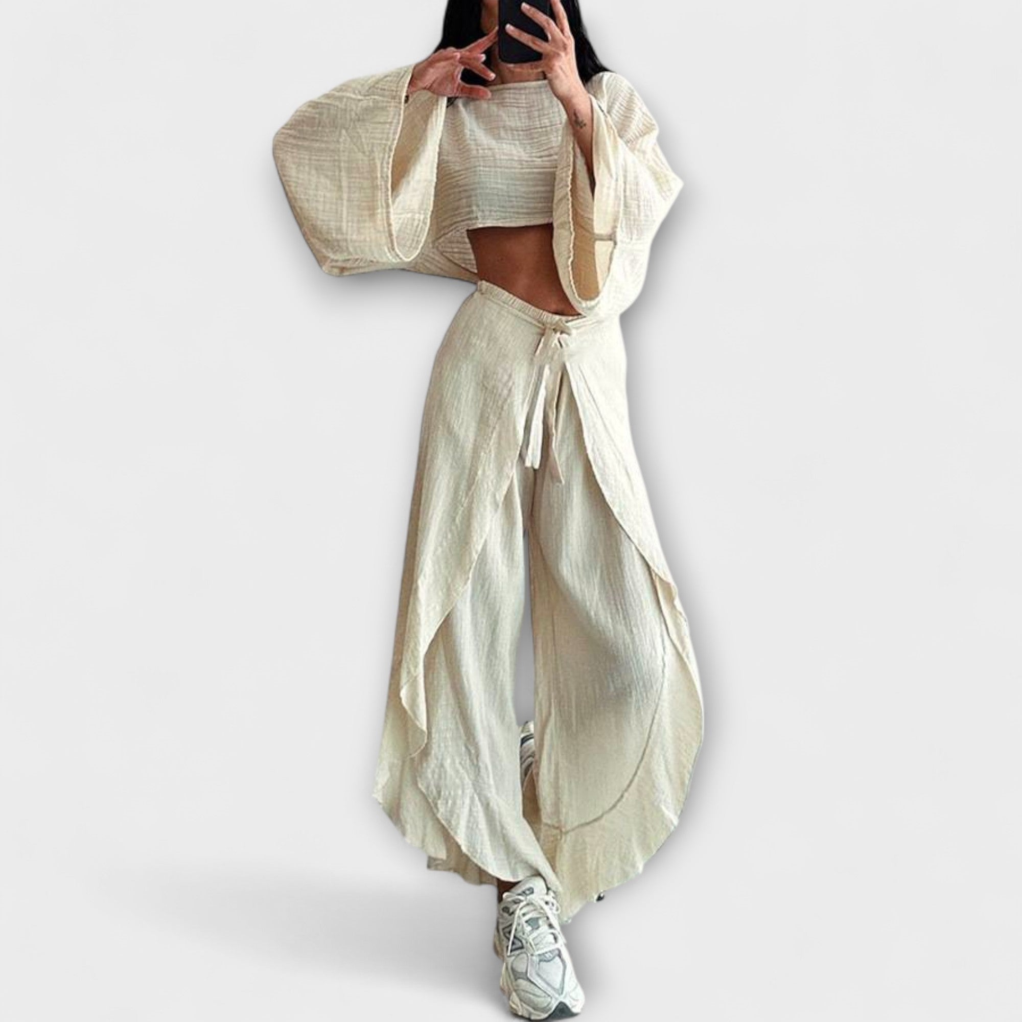 Joanna - Tail-less Two-Piece Cotton and Linen Set