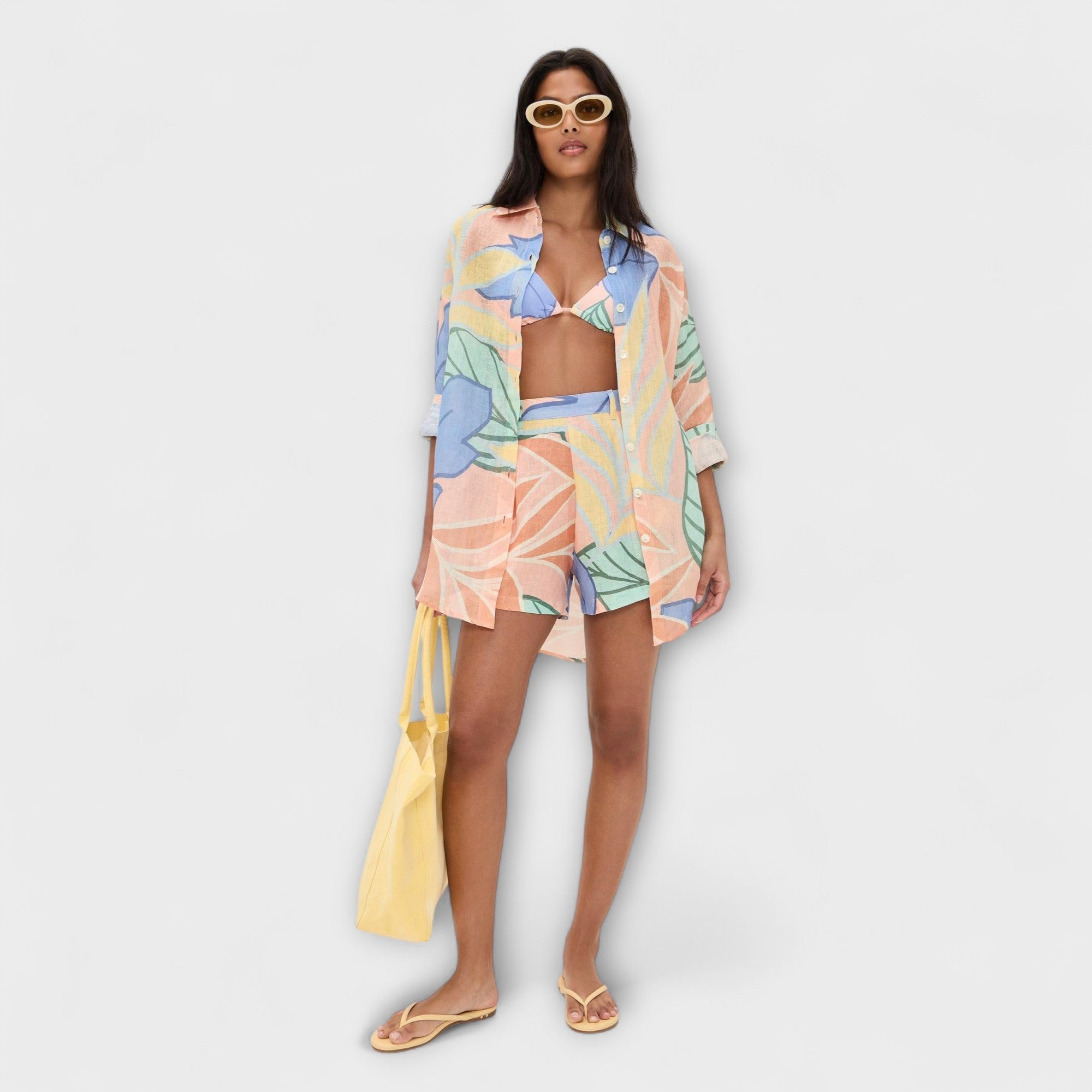 Mary - Tropical Leaf Print Short Set by Playa Boyfriend