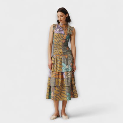Colorful Botanical Midi Dress