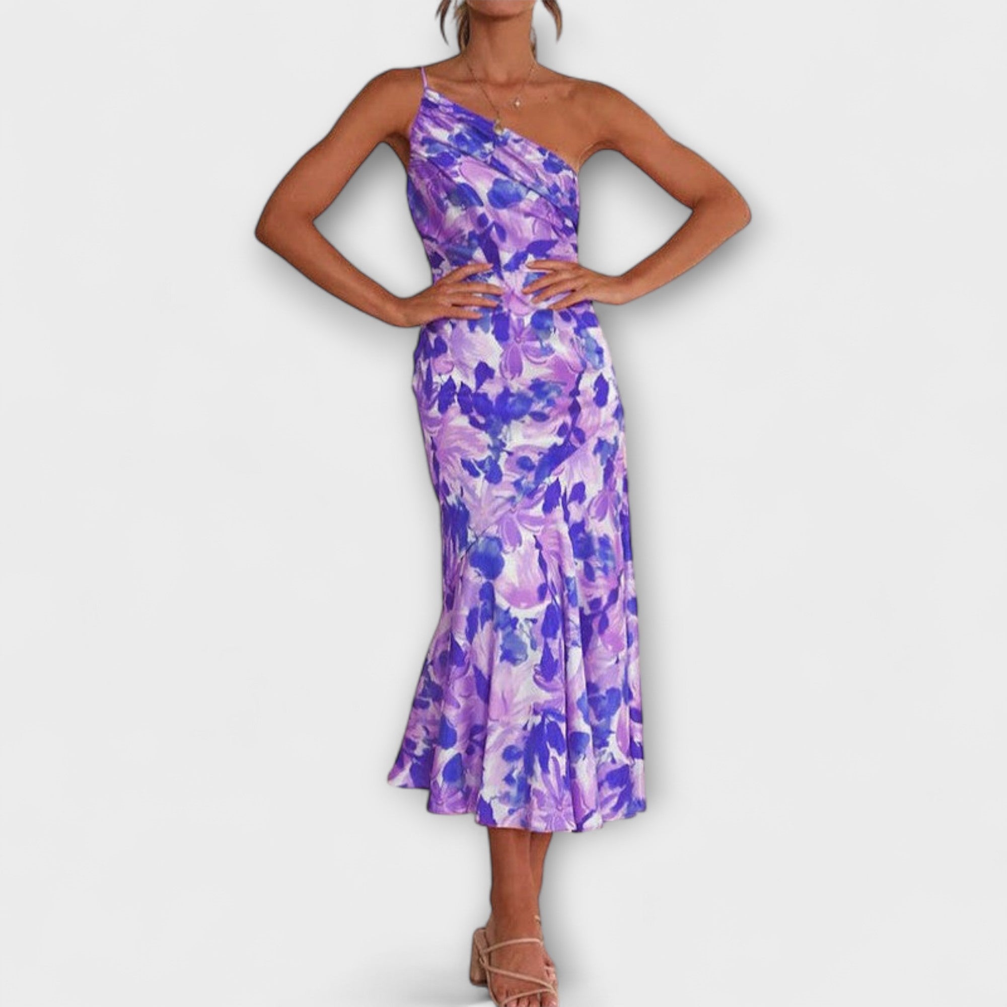 Tabea - Asymmetrical Floral Pattern Dress