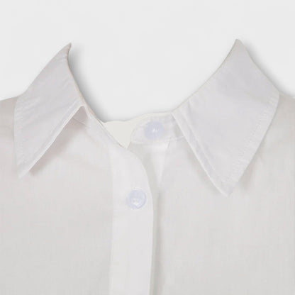 Indie - White Long-Sleeve Pleated Shirt Dress