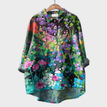 Magdalena - Handmade Women's Blouse with Floral Pattern