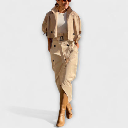 Lyra - Elegant Jacket Midi Skirt with Pockets