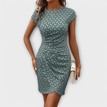 Emma - Short Sleeve Tulip Dress with Allover Print