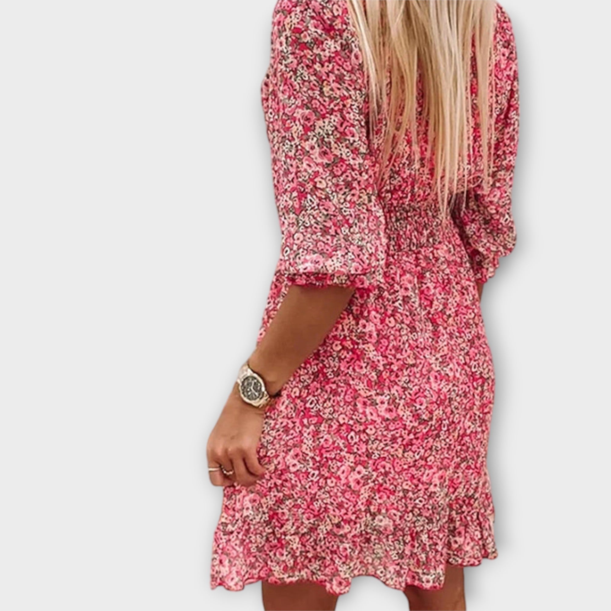 Floral Dress with Puff Sleeves for Women