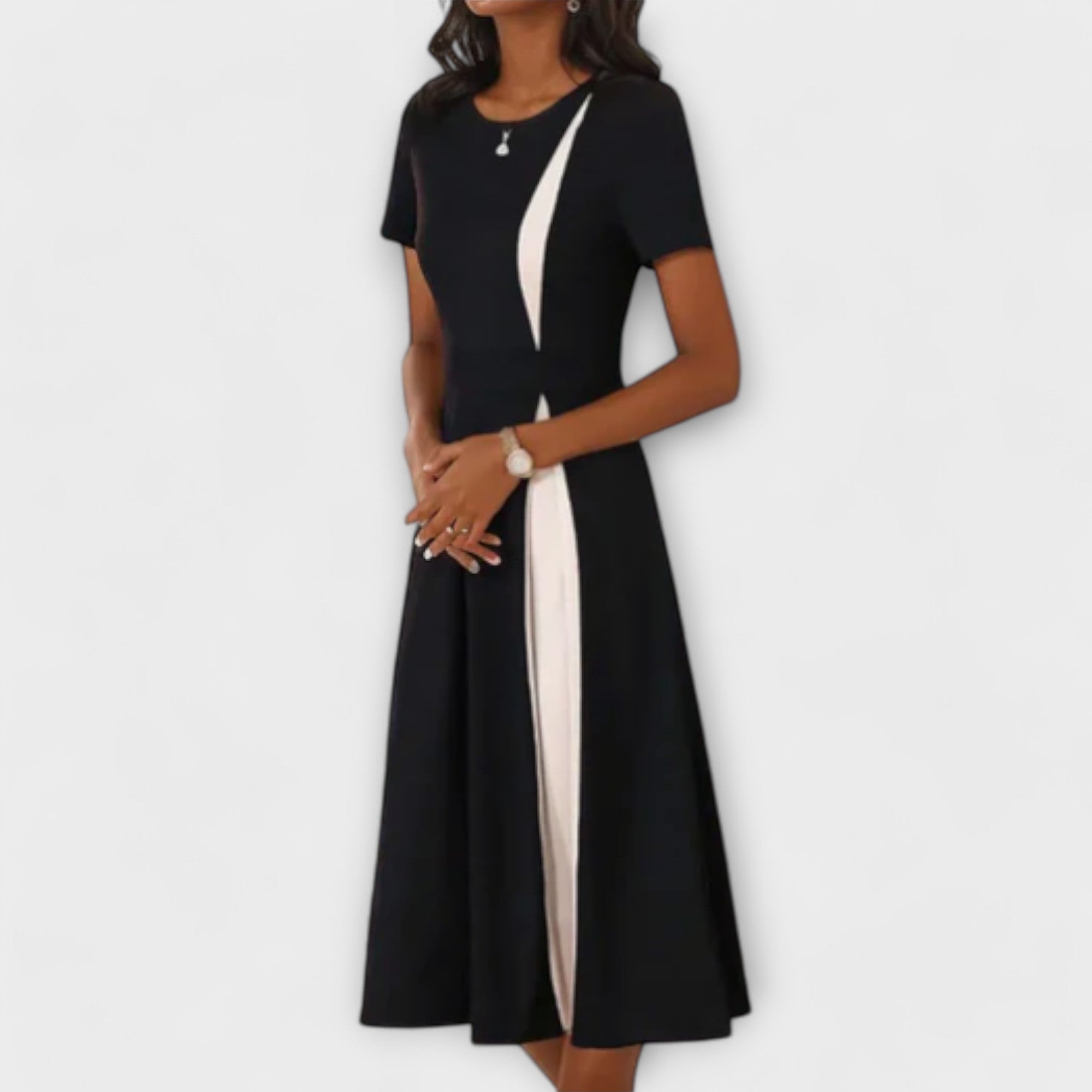 Hanne - Black and White Midi Dress