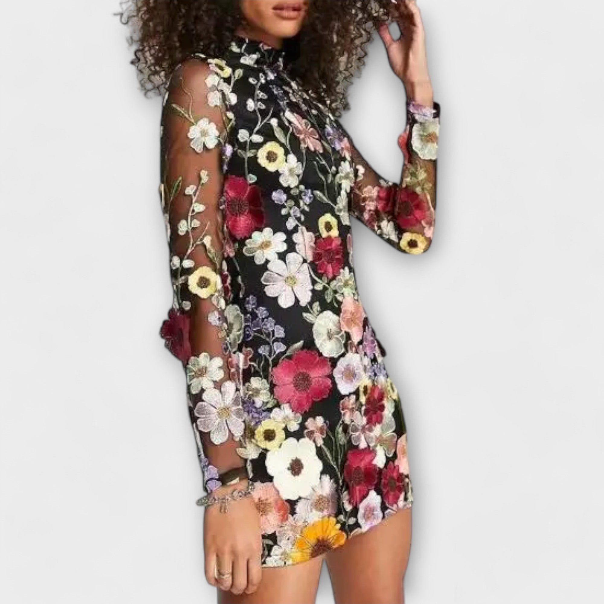 Dolores - Dress with 3D Flower Pattern