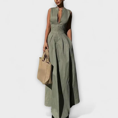 Sleeveless Pleated Bodycon Midi Dress