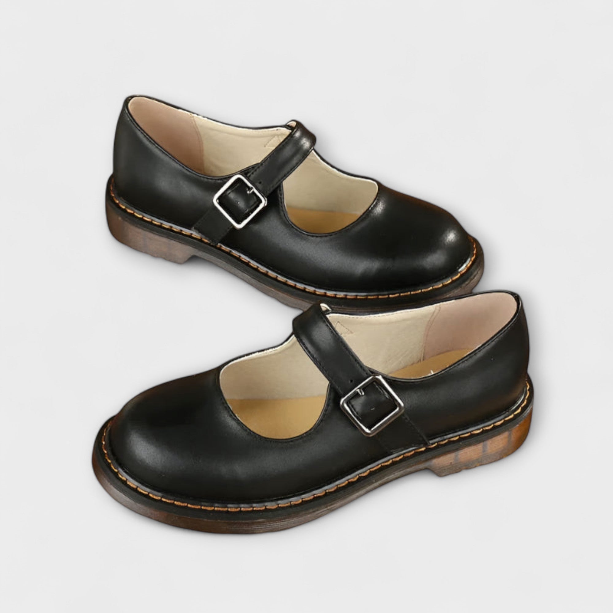 Women's Vintage Mary Jane Shoes – Classic Leather Shoes with Strap & Comfort Sole