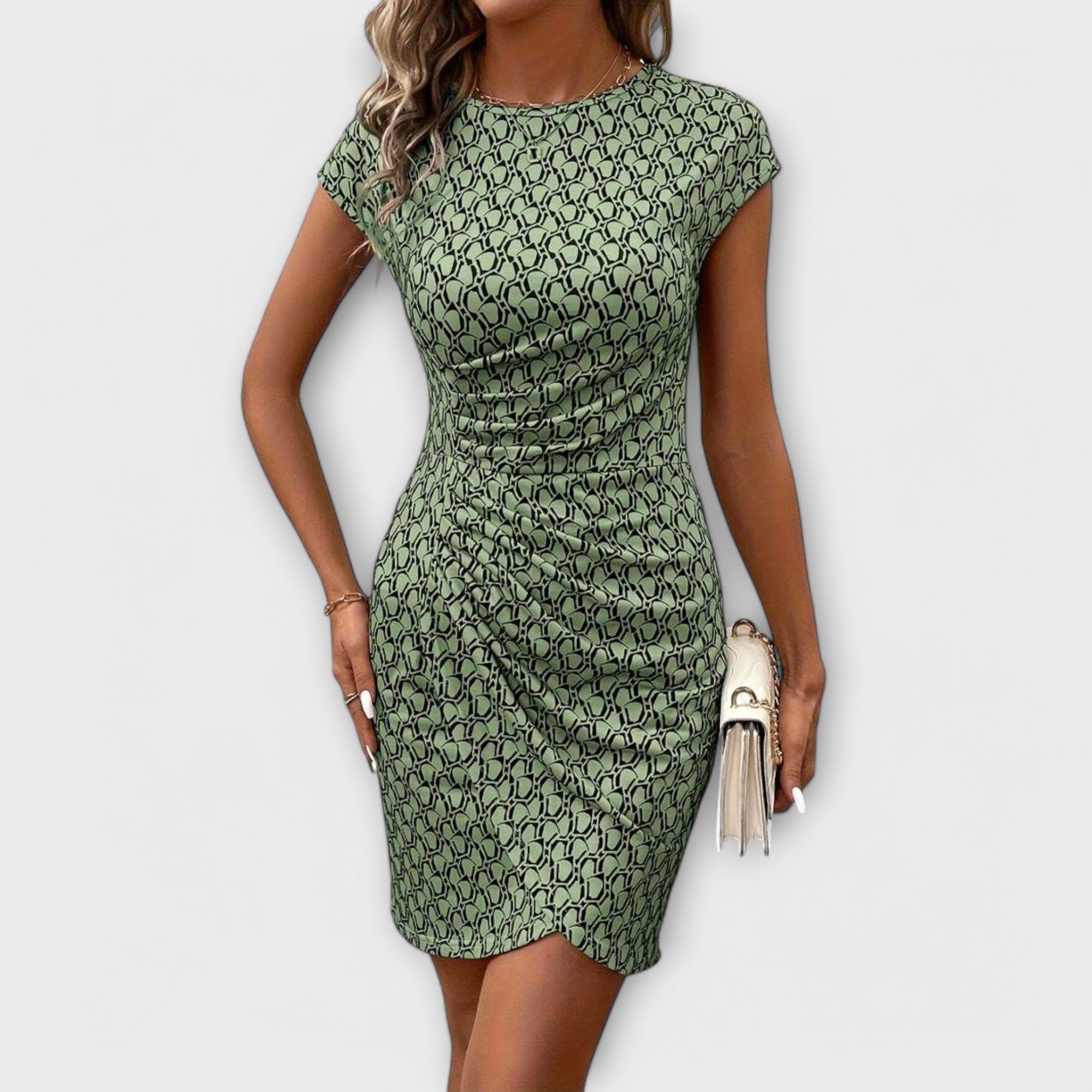 Emma - Short Sleeve Tulip Dress with Allover Print