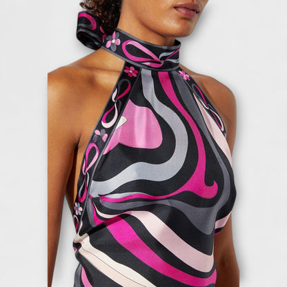 Everly - Set of Halter Top and Asymmetrical Midi Skirt