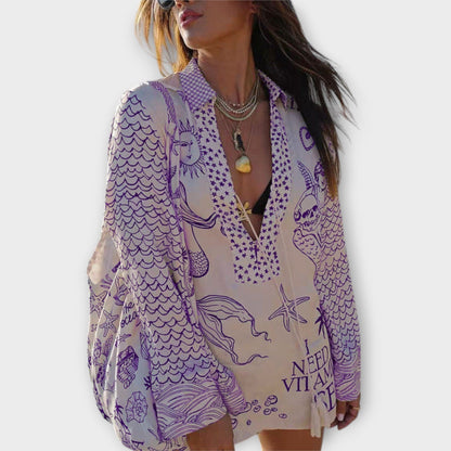Liv - Water Satin Tassel Shirt and Shorts Set